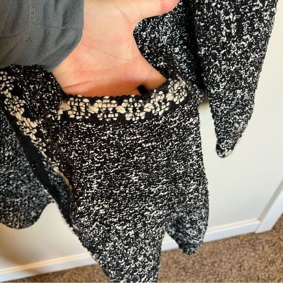 Talbots Women Marled Black White Silver Longline Sweater Cardigan - Picture 7 of 13